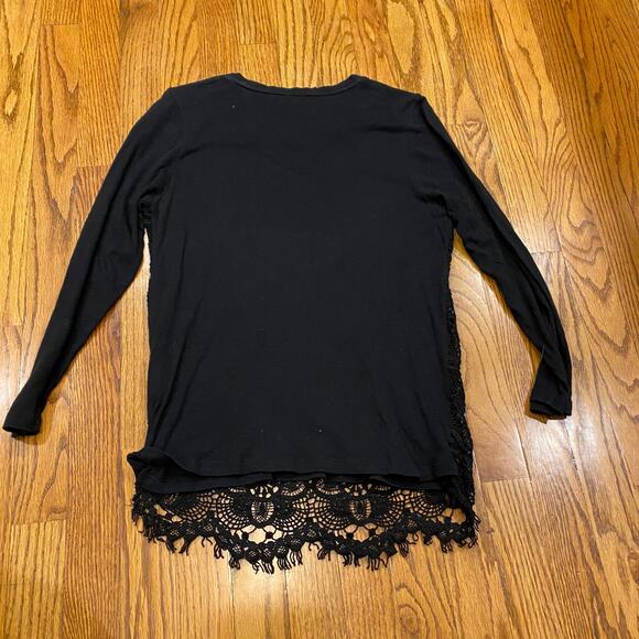 J. Crew Crocheted Lace 3/4 Sleeve Blouse Top Black Medium - Picture 2 of 5